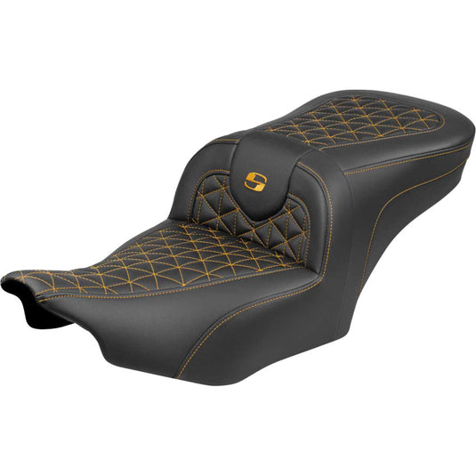 Saddlemen 823-07-21007 Roadsofa Tri-Gripper Seat without Drivers Backrest - Gold Stitching
