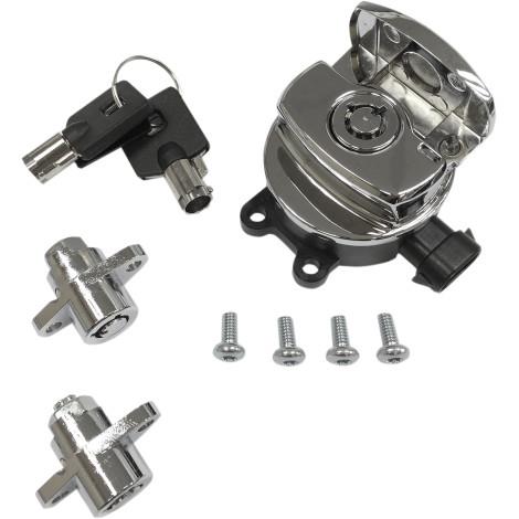 Drag Specialties 2106-0411 Side Hinge Ignition Switch and Saddlebag Lock Kit - Chrome
