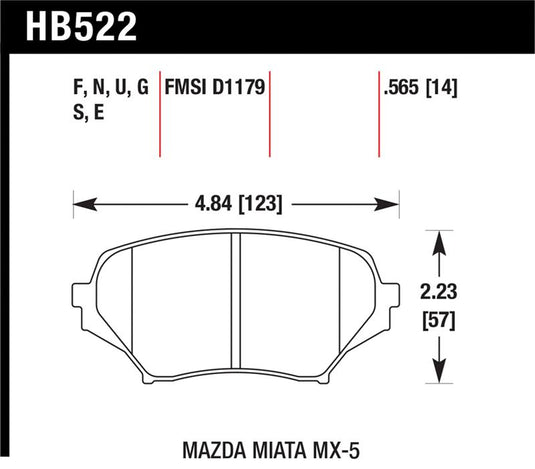 Hawk Performance HB522G.565 HAWK DTC-60 Brake Pad Sets
