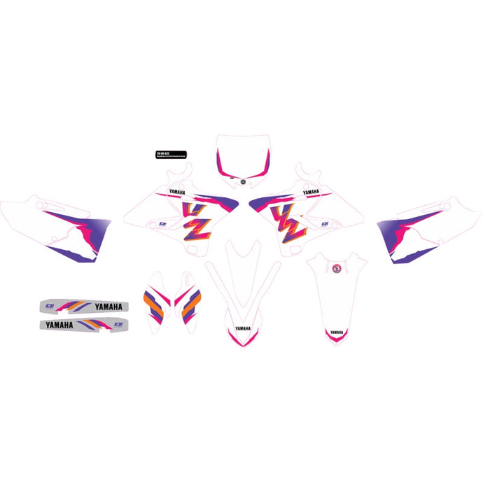 Dcor 20-50-332 YZ Retro Monster Energy Complete Graphics Kit - White Background