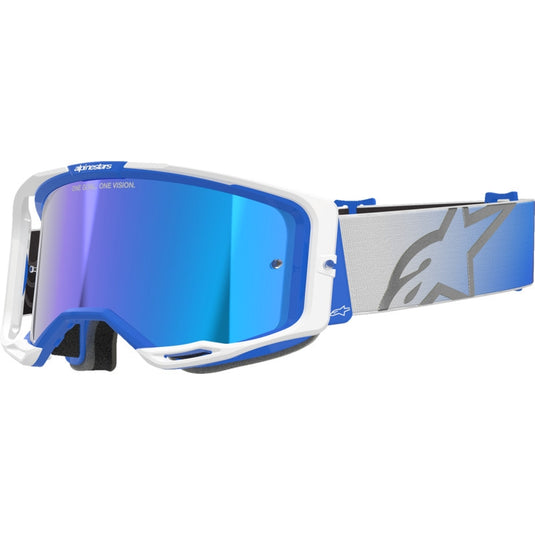 Alpinestars Vision 8 Corp Goggles (One Size Fits Most, Blue/White / Blue Mirror Lens)