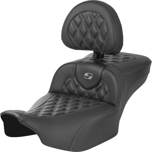 Saddlemen 823-07-207B2 Extended Reach Roadsofa CF Seat with Drivers Backrest - Gray Stitching