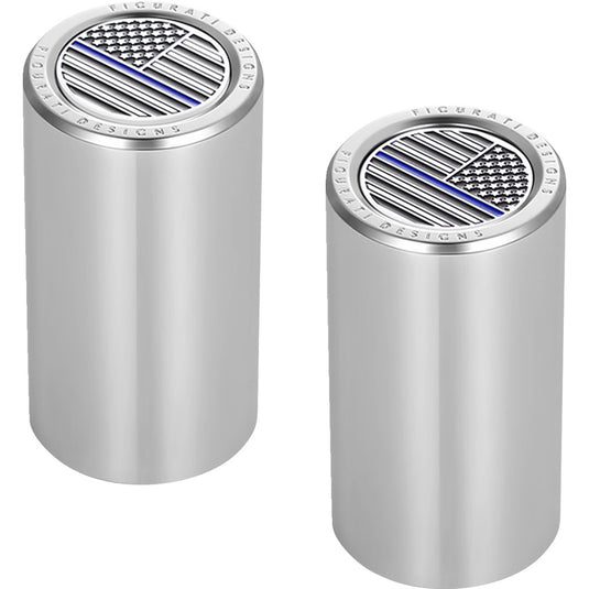 Figurati Designs FD70-DC-2545-SS Docking Hardware Cover - Stainless Steel with Long Blue Line American Flag Skull