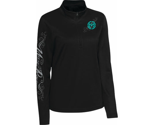 Moose Offroad Flourish Script Womens Quarter Zip Pullover (Medium, Black)