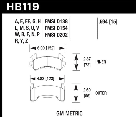 Hawk Performance HB119B.594 HAWK HPS 5.0 Brake Pad Sets