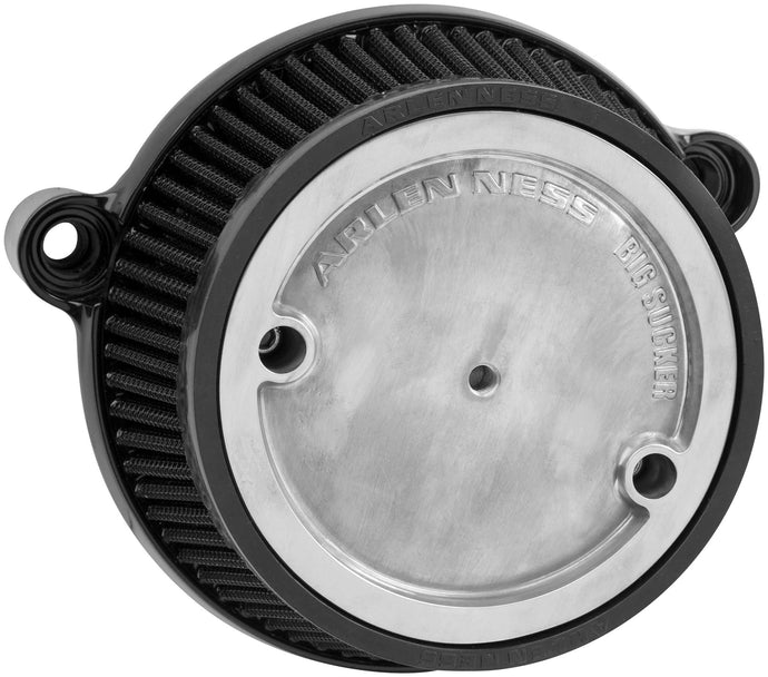 Arlen Ness 18-318 Big Sucker Stage I Air Filter Kit - Smooth Chrome Steel - Black Filter