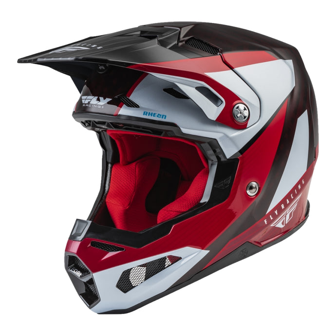 Fly Racing Visor for Formula Helmets - XL/2XL - Prime Red/White/Red Carbon