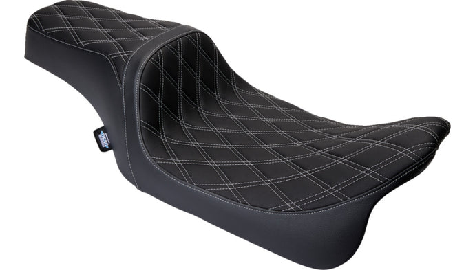 Drag Specialties 0801-1489 Performance Predator 1-Up Seat - Double Diamond - Silver Thread