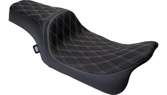 Drag Specialties 0801-1489 Performance Predator 1-Up Seat - Double Diamond - Silver Thread