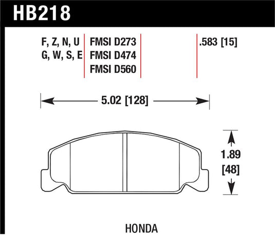 Hawk Performance HB218N.583 HAWK HP+ Brake Pad Sets