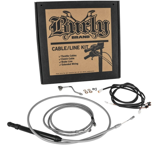 Burly Brand B30-1312 Extended Cable/Brake Line Kit for 16in. Ape Handlebar - Stainless Steel