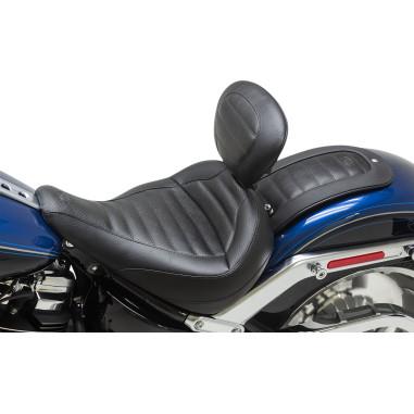 Mustang 79770 Standard Touring Seat with Backrest - Tuck and Roll Stitch - Black