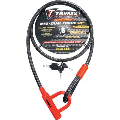 Trimax TCU1572 Trimaflex Coiled Lock - 72in. Cable with U Lock