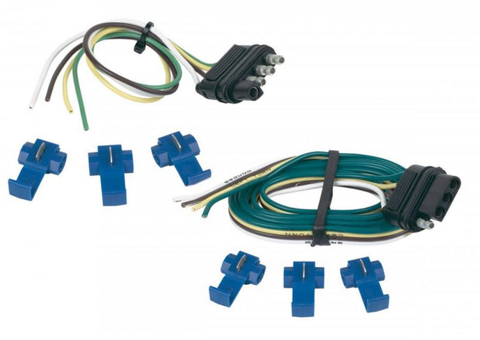 Hopkins Towing Solutions 48205 48in. 4-Wire Flat Tow Vehicle End and 12in. Trailer End Set w/ Splices