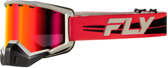 Fly Racing Focus Snow Goggles (One Size Fits Most, Black/White / Red Mirror/Amber Lens)