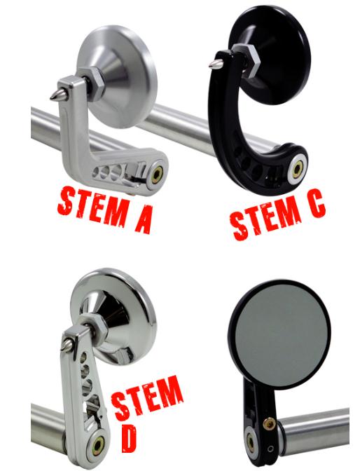 Joker Machine 09-312-CB 2 1/4in. Round Bar End Mirror - Stem C - Black Anodized