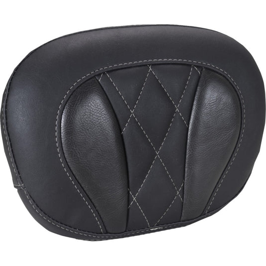 Mustang 88450GM Deluxe Sissy Bar Pad - Black/Gunmetal Gray Diamond Stitching