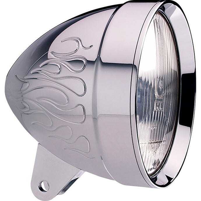 Headwinds 1-5206CA 5 3/4in Bullet Headlight Housing - Bradley Flame - Chrome