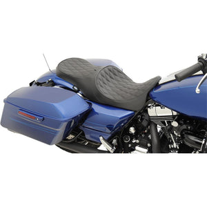 Drag Specialties 0801-1011 Forward-Positioning Low-Profile Touring Seat - Double Diamond Stitch