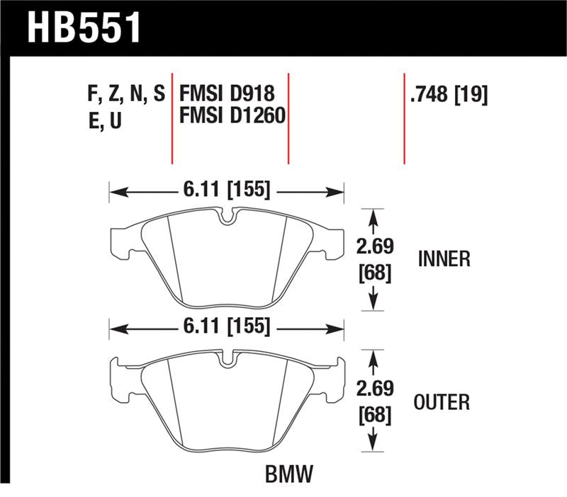 Load image into Gallery viewer, Hawk Performance HB551B.748 HAWK HPS 5.0 Brake Pad Sets
