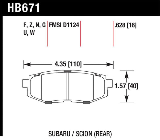 Hawk Performance HB671Z.628 HAWK Ceramic Brake Pad Sets
