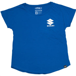 Factory Effex Suzuki Icon Dolman Womens T-Shirt Royal Blue