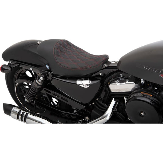 Drag Specialties 0804-0746 3/4 Solo Seat - Double Diamond - Red Stitch