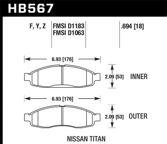Hawk Performance HB567Y.694 HAWK LTS Brake Pads