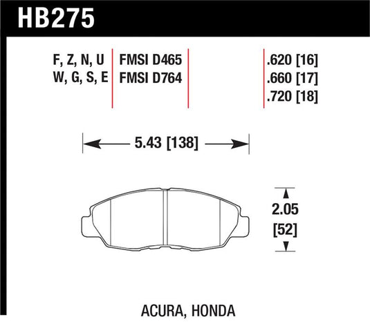 Hawk Performance HB275Z.620 HAWK Ceramic Brake Pad Sets