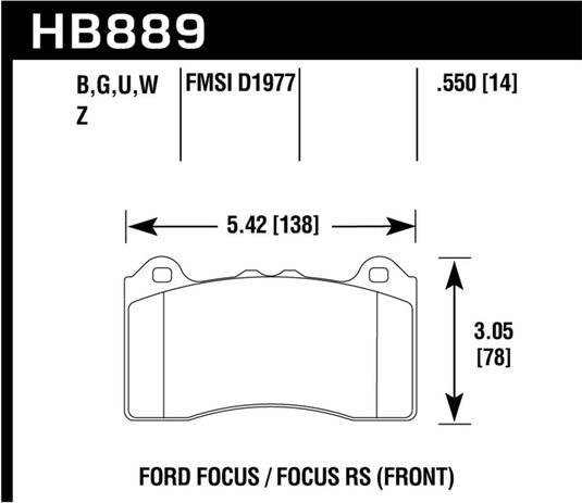 Hawk Performance HB889N.550 HAWK HP+ Brake Pad Sets