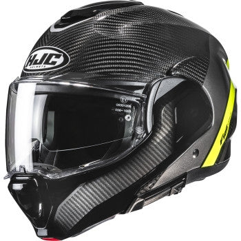 Hjc F100 Carbon Stan Helmet (X-Large, Hi-Viz Yellow (MC-3H))