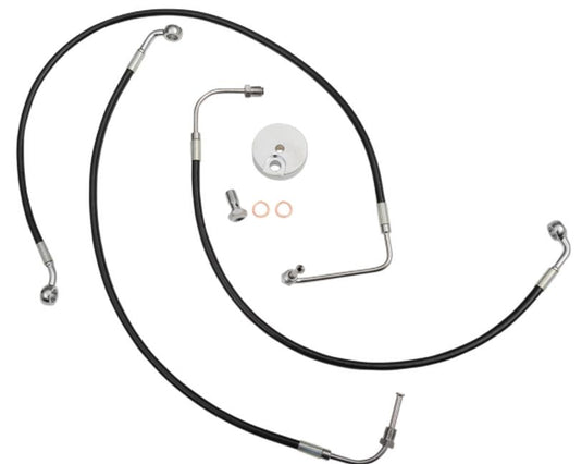 La Choppers LA-8011B19B Black Vinyl-Coated Stainless Steel Brake Line Kit - 18-20in. Ape Hangers