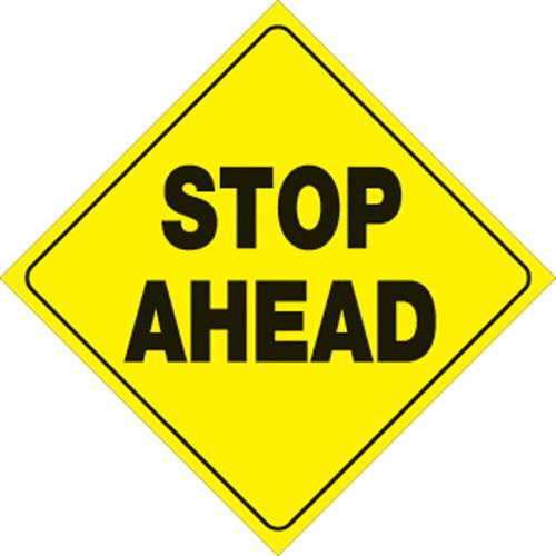 Voss 414 SA YR 12x12in. Reflective Trail Sign - Stop Ahead (Yellow/Black)
