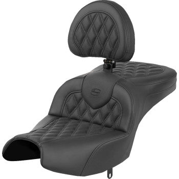 Saddlemen I22-02-182BR Roadsofa LS Unheated Seat with Divers Backrest - Black/Lattice Stitched