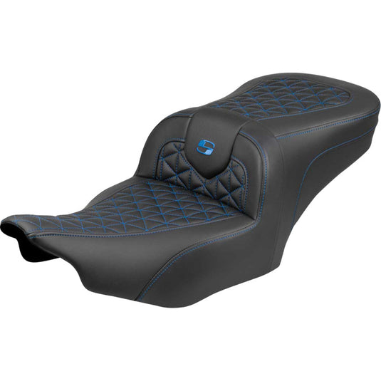 Saddlemen 823-07-21001 Roadsofa Tri-Gripper Seat without Drivers Backrest - Blue Stitching
