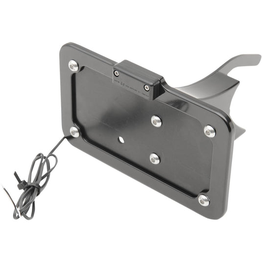 Accutronix LPF121HV-B Universal Side-Mount License Plate - Black with White Plate Light