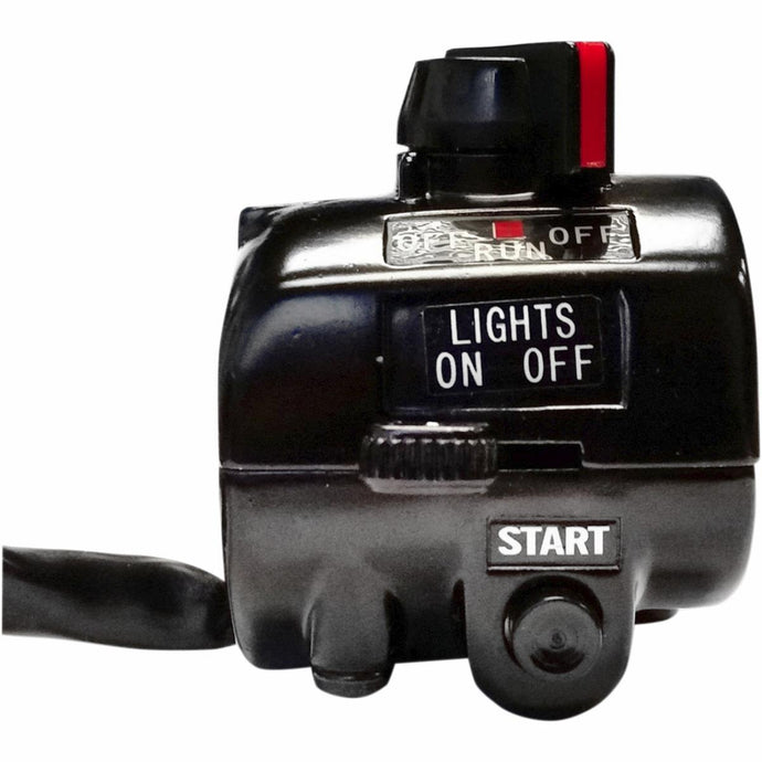 K&S Technologies 12-0054B Vintage Style Engine Stop/Run, Lights On/Off and Start Button - Matte Black