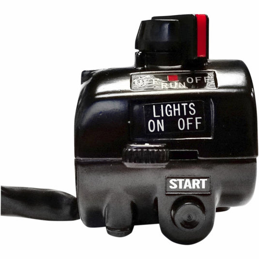 K&S Technologies 12-0054B Vintage Style Engine Stop/Run, Lights On/Off and Start Button - Matte Black