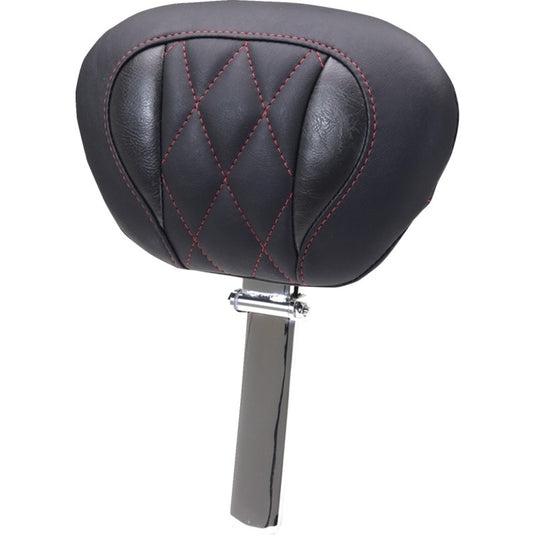 Mustang 89460DC One-Piece Deluxe Touring Removable Driver Backrest - Black/Dark Cherry Diamond Stitching