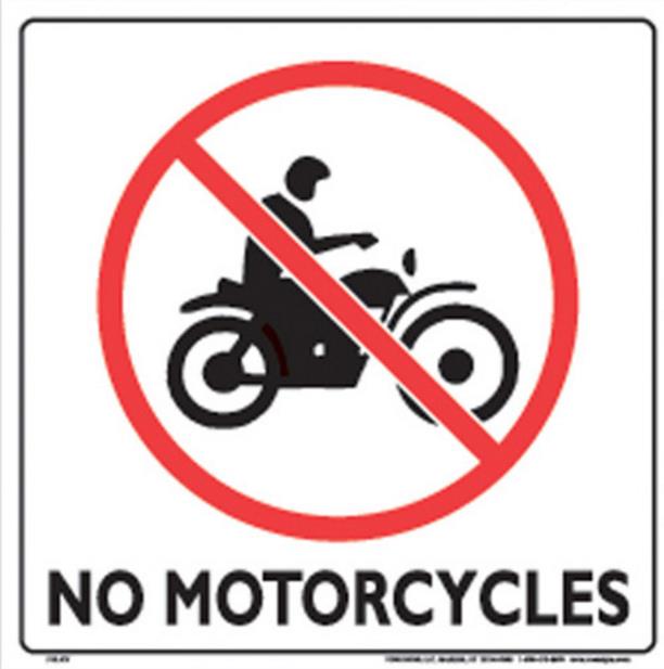 Voss 321 NMC WP 12x12in. Trail Sign - No Motorcycles (White/Black)