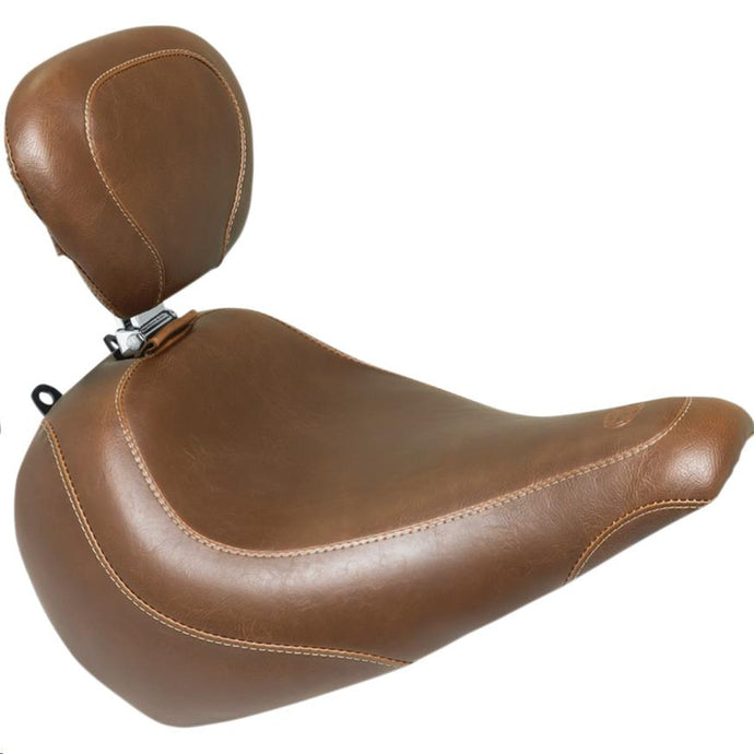 Mustang 83019 Wide Tripper Solo Seat with Driver Backrest - Vintage - Brown