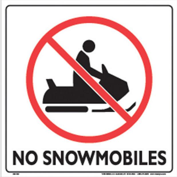 Voss 328 NSB WP 12x12in. Trail Sign - No Snowmobiles (White/Black)