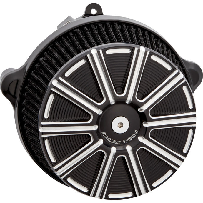 Arlen Ness 600-307 Big Sucker Stage I Air Filter Kit - 10-Gauge - Black with Machined Accents