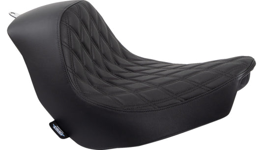 Drag Specialties 0802-1513 Solo Seat -  Double Diamond - Black with Black Stitching