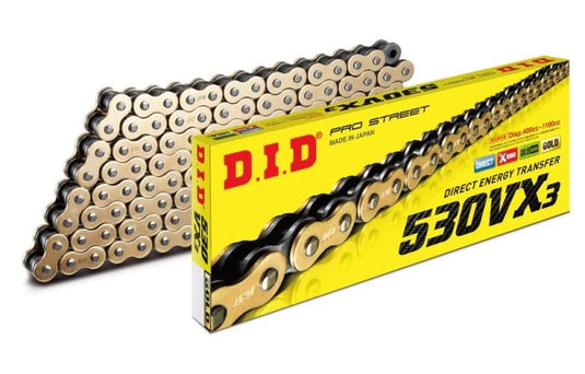 D.I.D 530VX3G130ZB 530VX3 Pro-Street Chain - Gold/Black - 130 Links