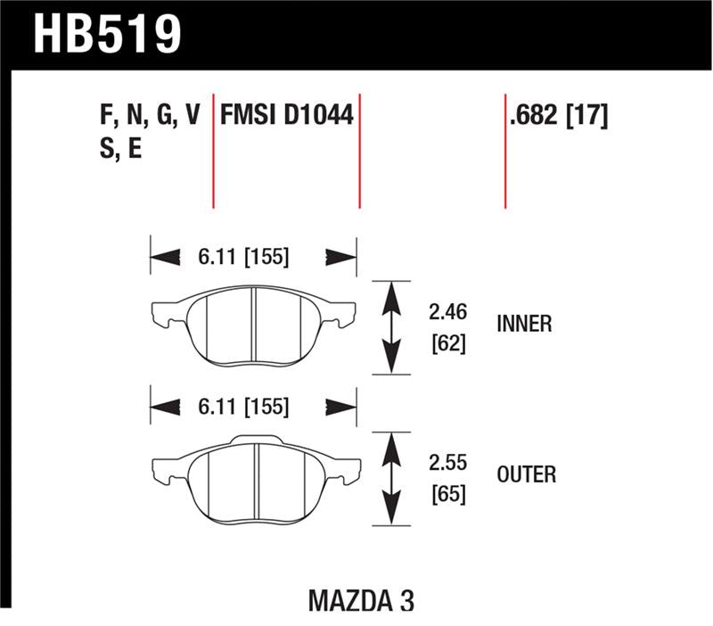 Load image into Gallery viewer, Hawk Performance HB519N.682 HAWK HP+ Brake Pad Sets
