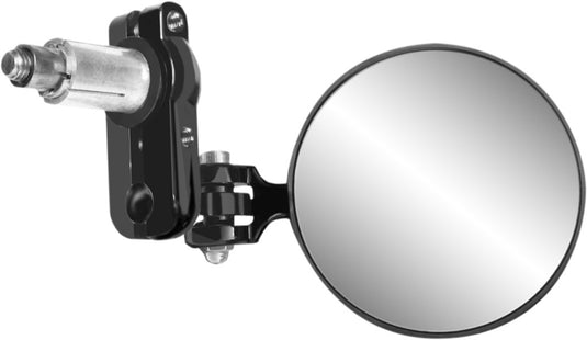 Parts Unlimited 0640-1479 Round Mirror - Black - 4in. Lens, 7-7/8in. Stem