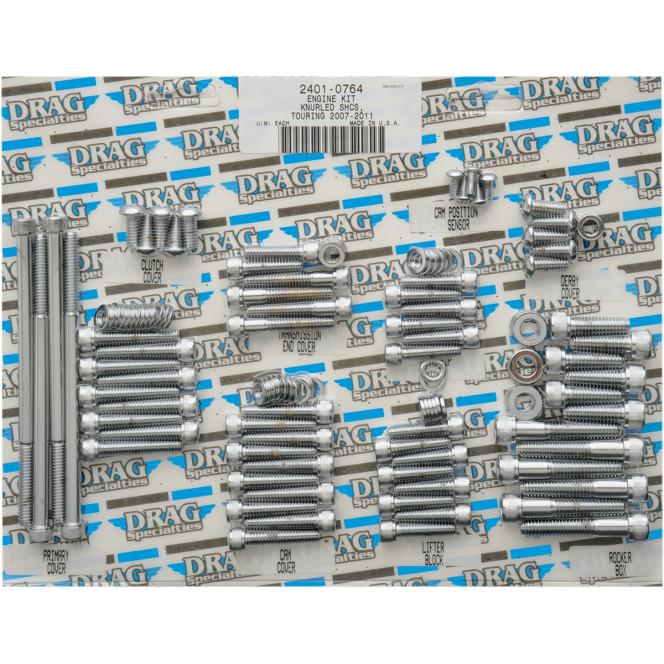 Drag Specialties 2401-0764 Complete Motor Chrome Socket-Head Bolt Set - Knurled