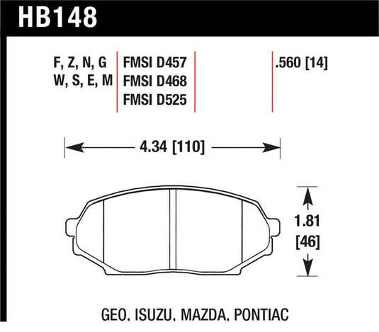 Hawk Performance HB148W.560 HAWK DTC-30 Brake Pad Sets