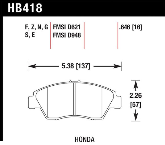 Hawk Performance HB418G.646 HAWK DTC-60 Brake Pad Sets